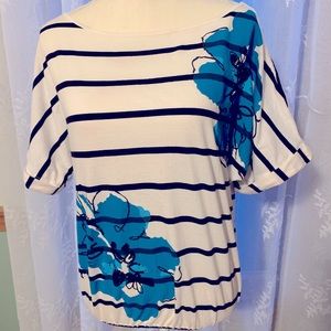 Inc. Top Beautiful Teal Flowers With Sequin Details